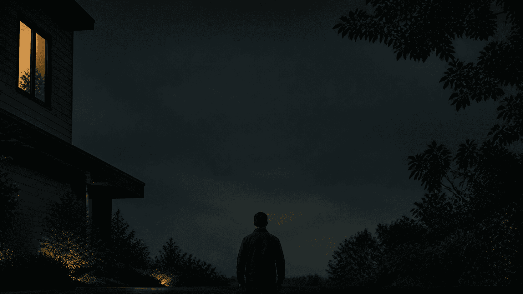 A pest control technician protecting a home at dusk